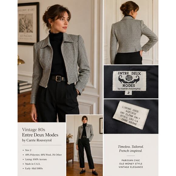 Entre Deux Modes Jackets & Blazers - Vintage Black and White Entre Deux Modes by Carrie Rouveyrol Blazer Size 2